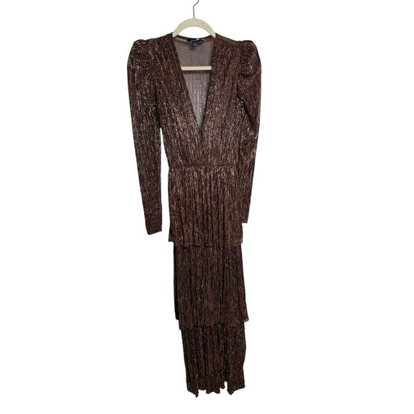 Sabina Musayev Carry Bronze Long Sleeve Maxi Dress Sz. XS - Picture 3 of 5
